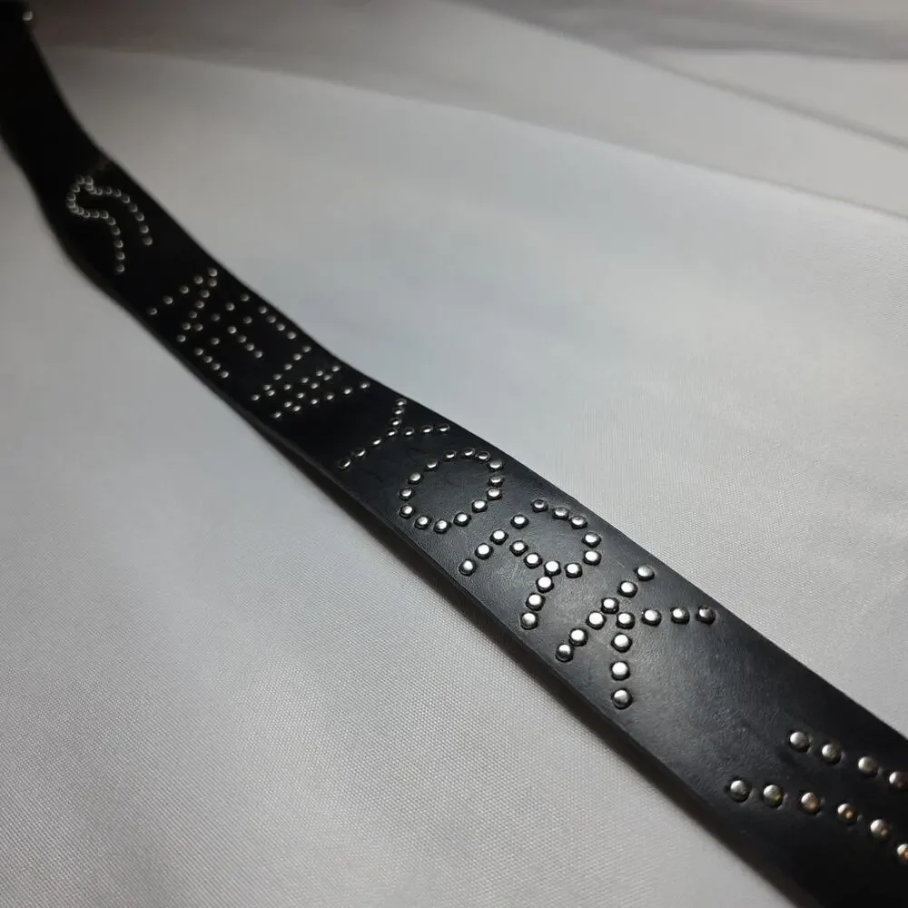 Women's Black SILVER New York Studded Belt Travel Tour NYC XL NWT No Boundaries